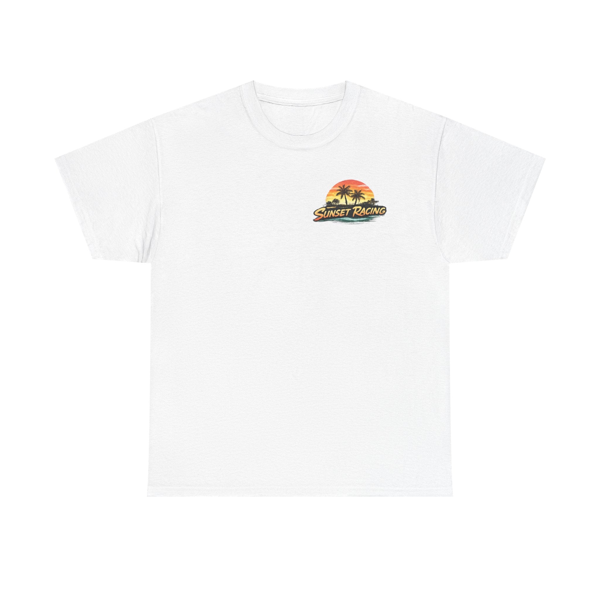 Sunset Racing California Tee — Palm Tree Beach Graphic T-Shirt