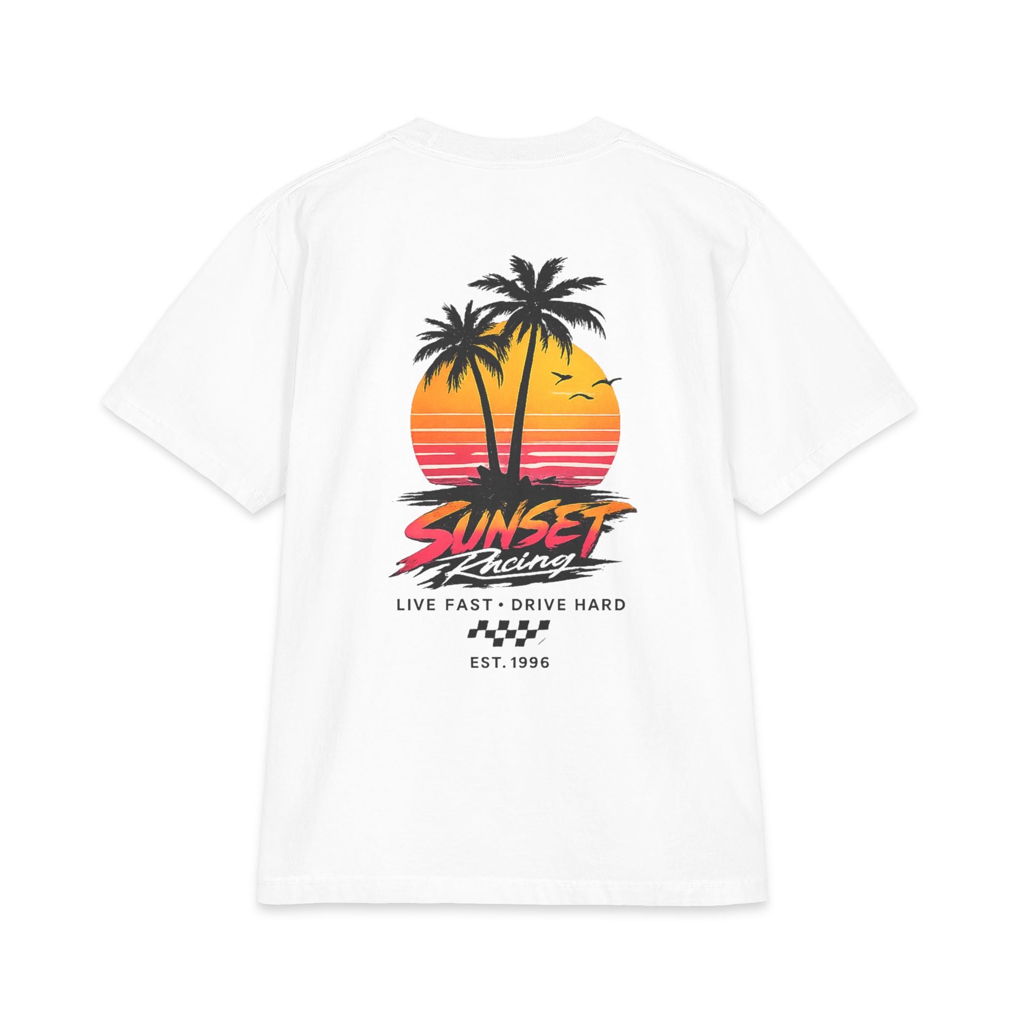 Sunset Racin 'Chase the Horizon' Retro Palm Tee