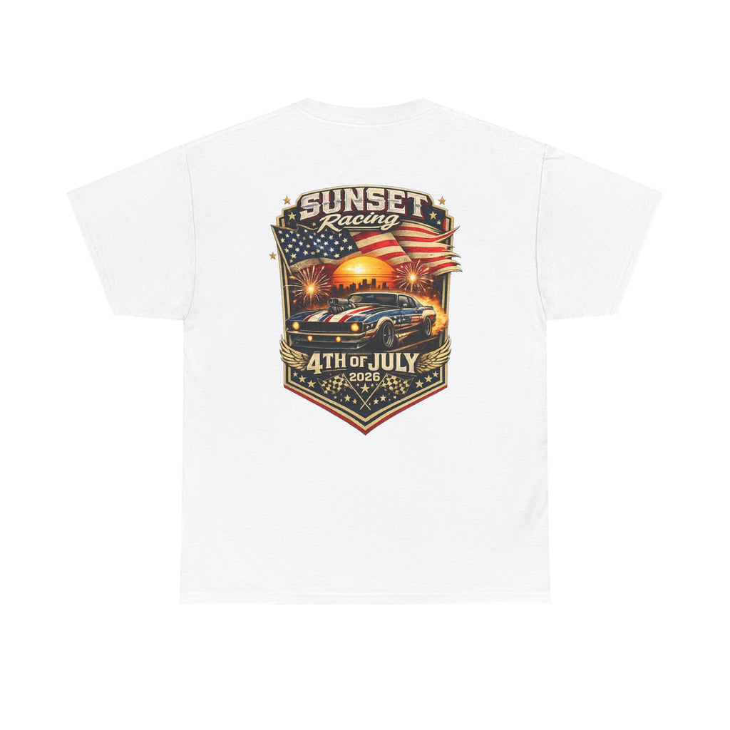 4th of July Sunset Racing T-Shirt — Patriotic Classic Car Tee
