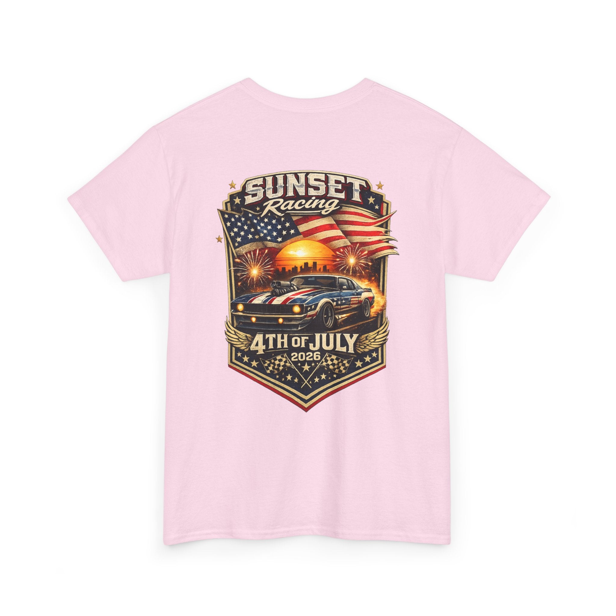 4th of July Sunset Racing T-Shirt — Patriotic Classic Car Tee