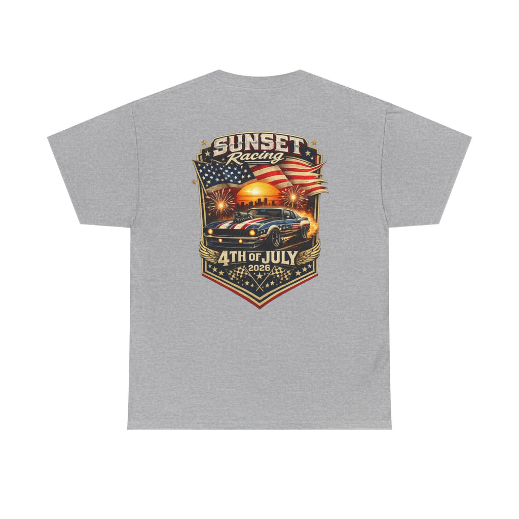 4th of July Sunset Racing T-Shirt — Patriotic Classic Car Tee
