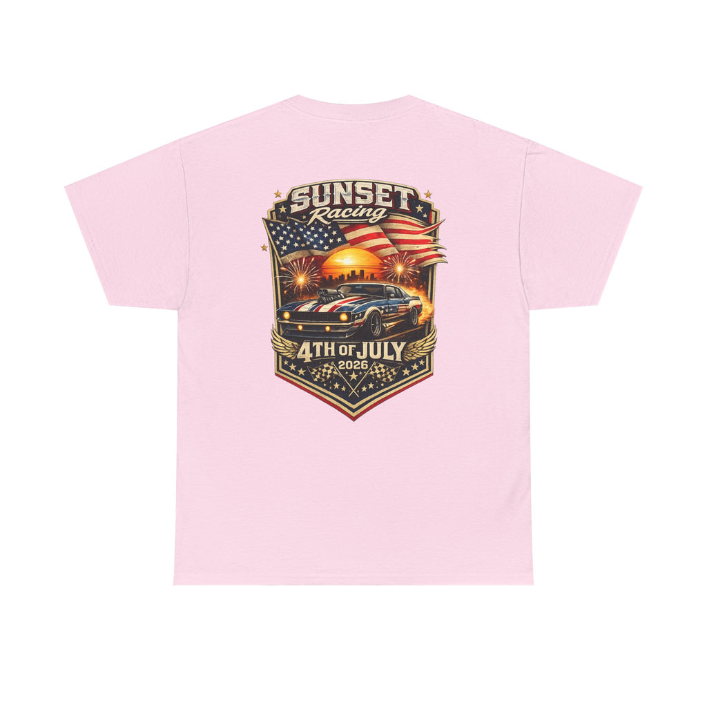 4th of July Sunset Racing T-Shirt — Patriotic Classic Car Tee