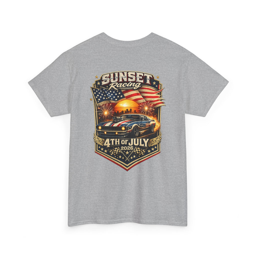 4th of July Sunset Racing T-Shirt — Patriotic Classic Car Tee