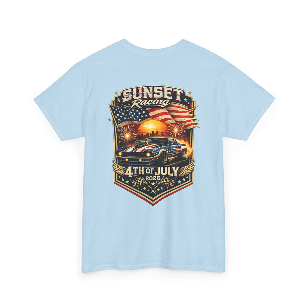 4th of July Sunset Racing T-Shirt — Patriotic Classic Car Tee