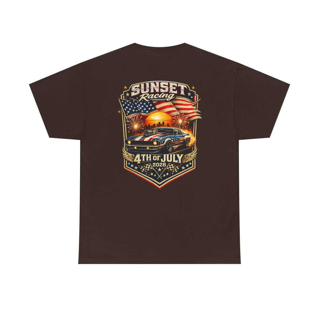 4th of July Sunset Racing T-Shirt — Patriotic Classic Car Tee