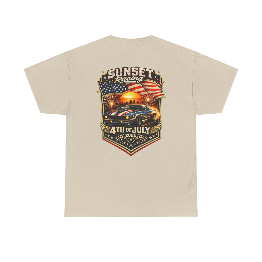 4th of July Sunset Racing T-Shirt — Patriotic Classic Car Tee