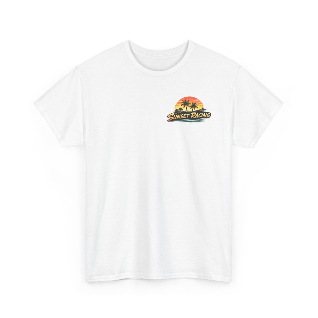 Sunset Racing California Tee — Palm Tree Beach Graphic T-Shirt