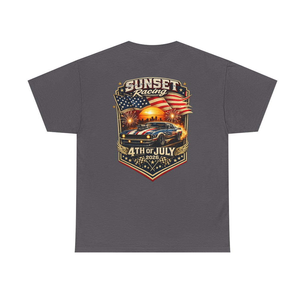 4th of July Sunset Racing T-Shirt — Patriotic Classic Car Tee