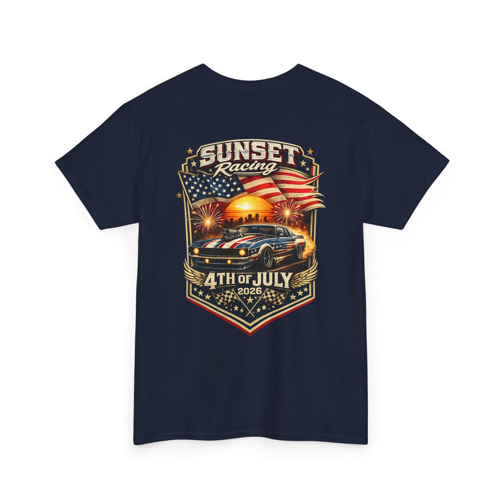 4th of July Sunset Racing T-Shirt — Patriotic Classic Car Tee