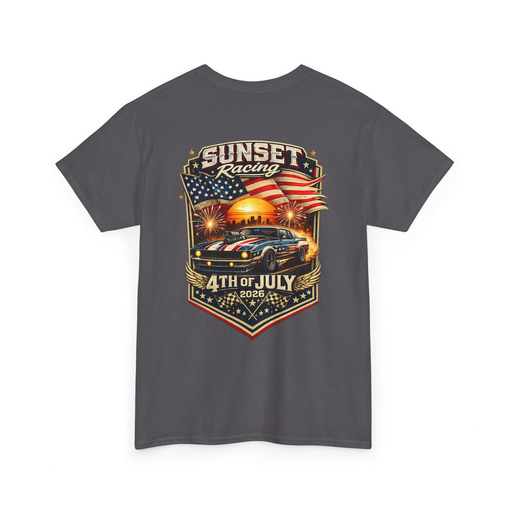 4th of July Sunset Racing T-Shirt — Patriotic Classic Car Tee