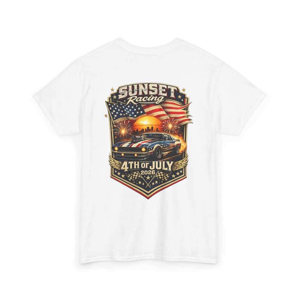 4th of July Sunset Racing T-Shirt — Patriotic Classic Car Tee